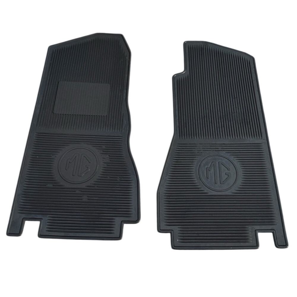 Vintage MG Morris Rubber Floor Mats Pair Black OEM Classic Car Accessories READ